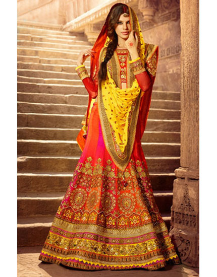 PINK AND ORANGE LEHENGAS PINK AND ORANGE LEHENGAS